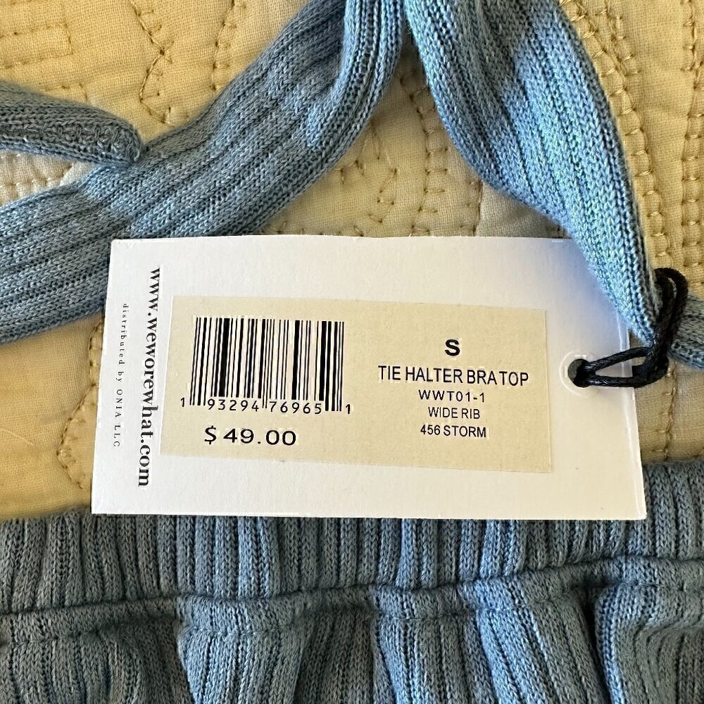 NWT WeWoreWhat halter bra top in soft blue women's size S - Picture 2 of 6
